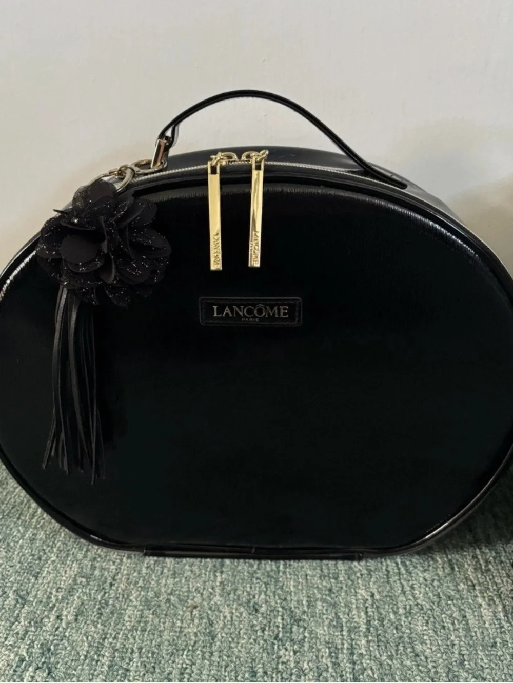 Lancôme Paris Women’s Large Black Makeup Cosmetic Case Bag Lot Storage Travel